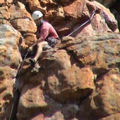 Me belaying a top P1 of Eurydice