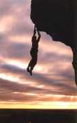 Andrew soloing the popular short roof Pilot Error (20)