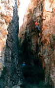 Greg is holding the ropes on' voices in my head' which is in buttress-buttress gully above cobwebs gully, king rat cliffs.