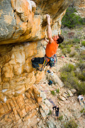 Adam Demmert on The Lowdown (25), Castle Crag, Arapiles 