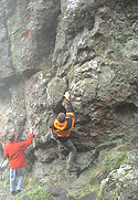 The lads, stuffing around on the Omega block.