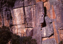 Emily Butler on an un-named grade 21 arete.