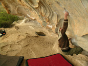 Chris on Nevin Rule, V7, at The Kindergarden