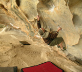 Chris on Nevin Rule, V7, at The Kindergarden