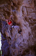 Jacqui Middleton crosses through on the second crux of Skullthuggery (26).