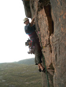 Michael leading on the traverse pitch of Scarab (12)