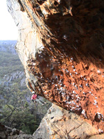 Me abseiling down after leading Chain Of Fools, grade 23.