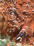 Kent bouldering the start of Chain Of Fools, grade 23.