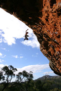 James Pfrunder taking the victory plummet off Chain of Fools (23), The Gallery, Grampians.