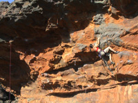 Jacqui cruises up Dwarf Pumper (20) on the far right of the cave.