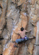 Neil pops the crux sequence on "De La Soul", Grade 26