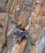 Neil pops the crux sequence on "De La Soul", Grade 26