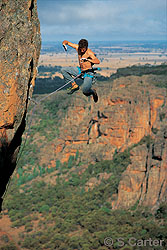 Simon Mentzs fall from grace: The Prow (27), Bluff Major, Mount Arapiles, Victoria, Australia.