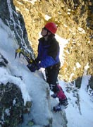 Jono solos a short ice route below The Freak - 2001 season.