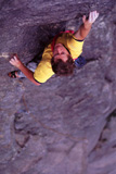 Kevin Lindorff on the FFA of a new grade 22 on the South Side of Mt Buffalo.