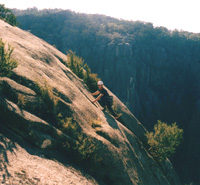 Me, scrambling up some easy route overlooking the gorge.