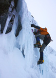 James Pfrunder top-roping on the waterfall.