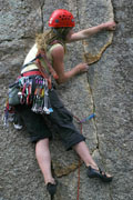 Jackie Leading the classic 'The Beechworth Bakery' (21), A beautiful thin finger crack.