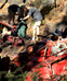 Climbing amidst the car wrecks at Warragul Rocks.