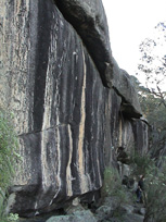 The wall above the terrace.