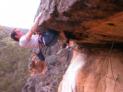 Neil Monteith on the roof of Pendulus (23), Red Cliffs, QLD.