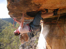 Neil Monteith on the roof of Pendulus (23), Red Cliffs, QLD.