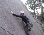 Me heading up the grade 20 slab route.