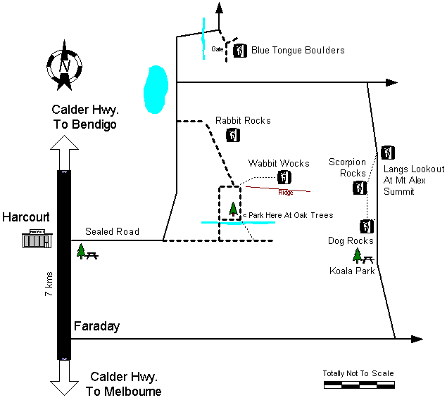 Approach Map To Mt Alexander Climbs