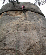 Me leading "Asylum for the Insane", grade 17 at Gravel Pit Tor.