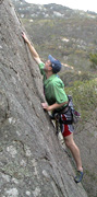 Ben leading "Knight Moves", 12m grade 16 at Nightfall Pinnacle.