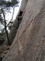 Nick onsights a great 17, 'Asylum for the Insane' at Gravel Pit Tor.