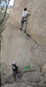 Owen leading "Night Fall" 12m grade 15, at Nightfall Pinnacles.