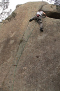 Owen leading "Night Fall" 12m grade 15, at Nightfall Pinnacles.