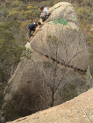 Nightfall Pinnacle. Belay atop "Nightfall" 12m grade 15.