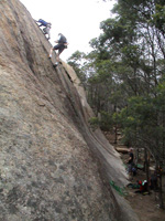 Urinal Wall West Face. Owen leading Round The Bend.