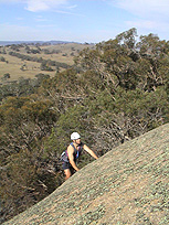 Me slabbing my way up Milawa, Grade 17