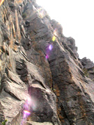 Michael leading the 2nd pitch of Heretic, grade 17.