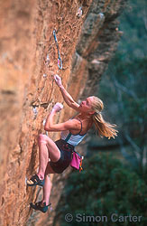 Monique Forestier on Intergalactic Lactic Spastic (32, 8b+, 5.14a) at Aliens Domain (AD), Bowens' Creek, Blue Mountains, NSW, Australia.